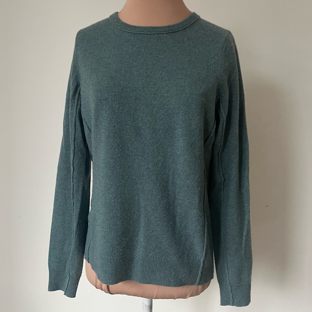 Margaret O’Leary Blue Cashmere Lightweight Knit Crew Neck Pullover Sweater Sz S